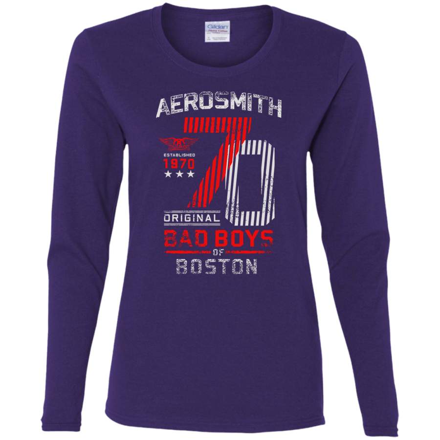 AGR Aerosmith Est 1970 Bad Boys of Boston Retro Tee Ladies’ Cotton LS T-Shirt