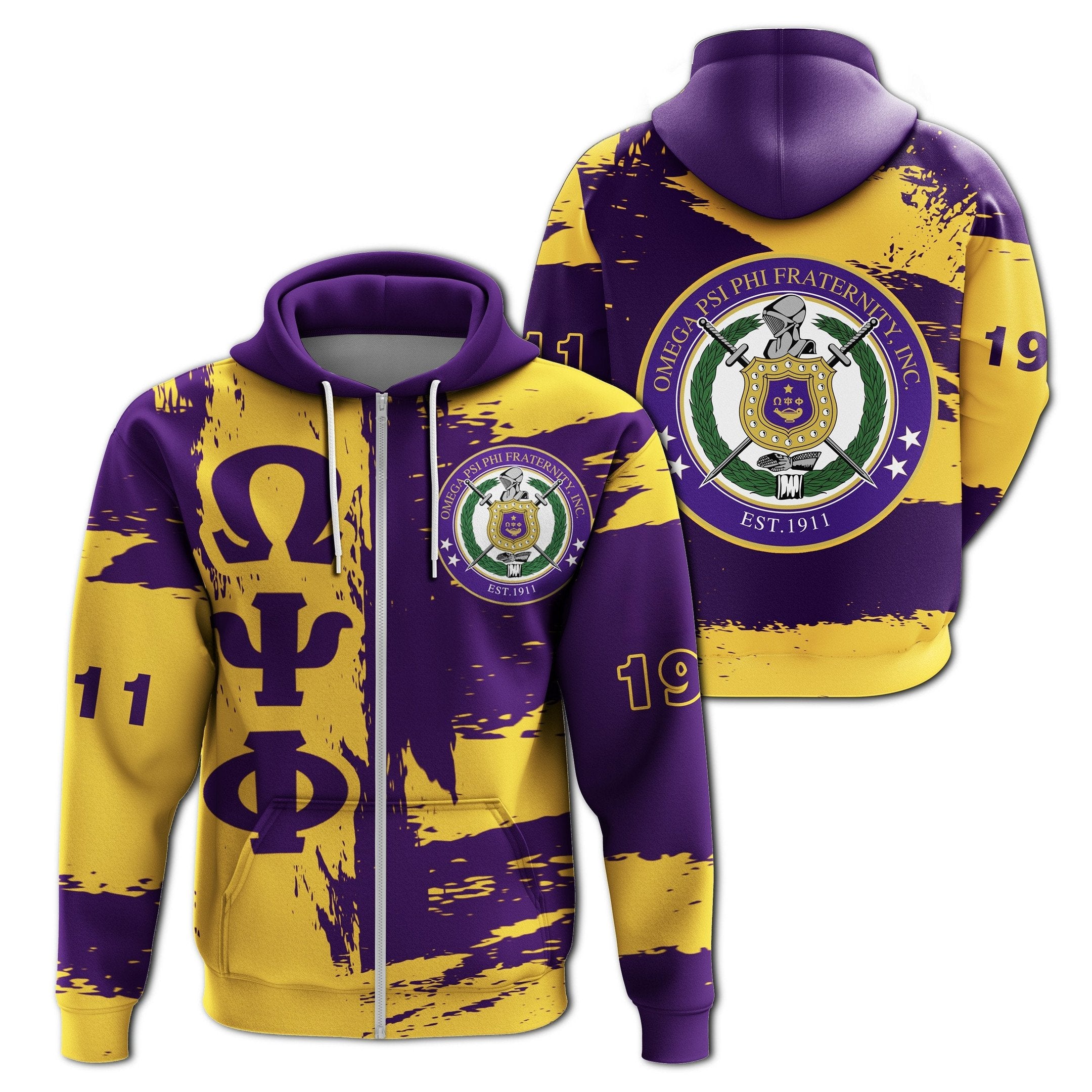 Fraternity Hoodie – Omega Psi Phi Zip Hoodie Note Style