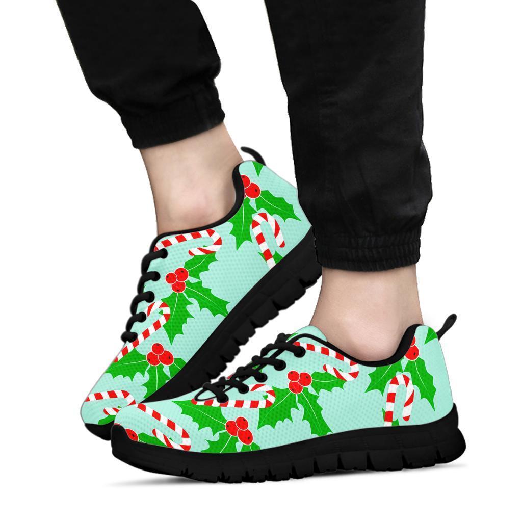 Christmas Candy Cane Pattern Print Sneaker Shoes For Men Women