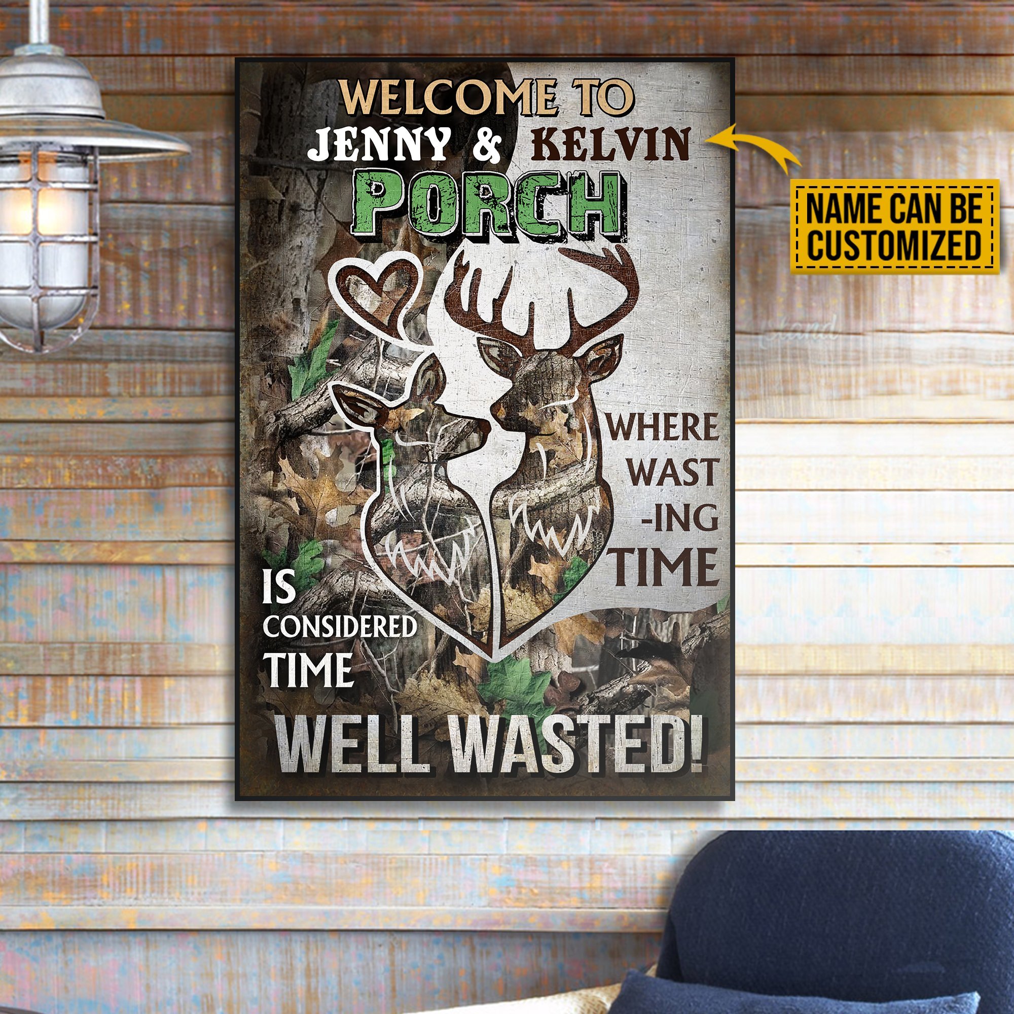 Personalized Deer Couple Welcome To Porch Customized Poster