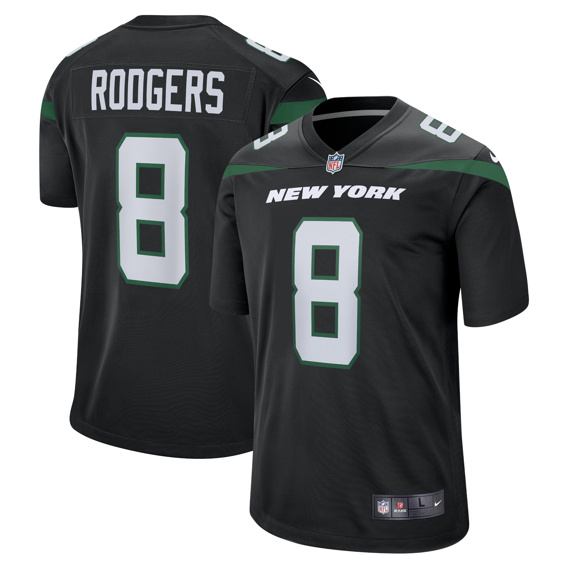 Men’s New York Jets Aaron Rodgers Black Game Jersey