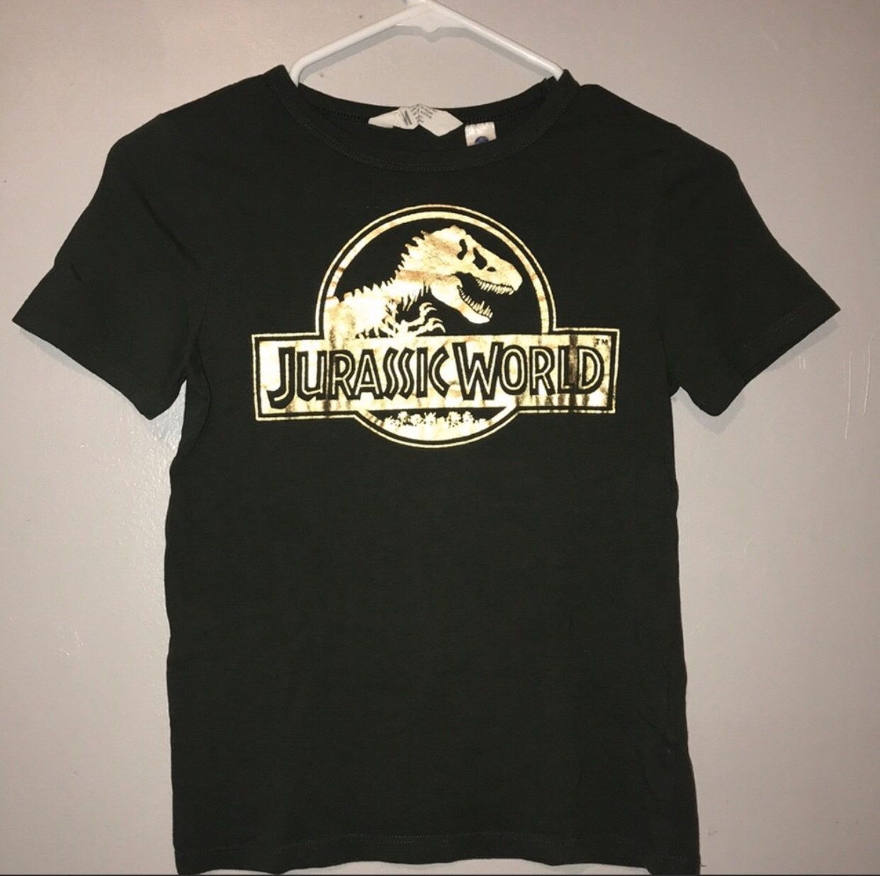 H Jurassic World Olive Green And Gold Shirt