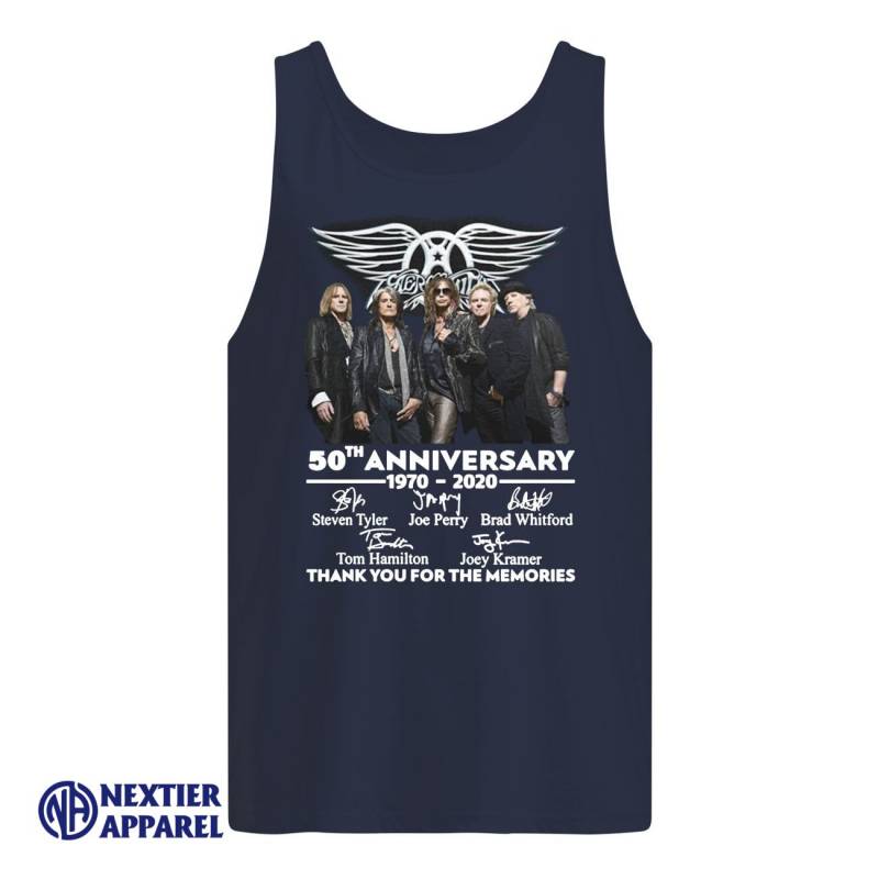 Aerosmith 50th anniversary 1970-2020 signatures thank you for the memories shirt Men’s Tank Top