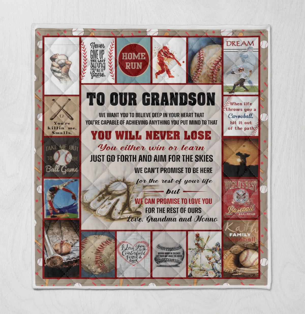 Wooni To Our Grandson Baseball Quilt Quilt Blanket Wn1512276