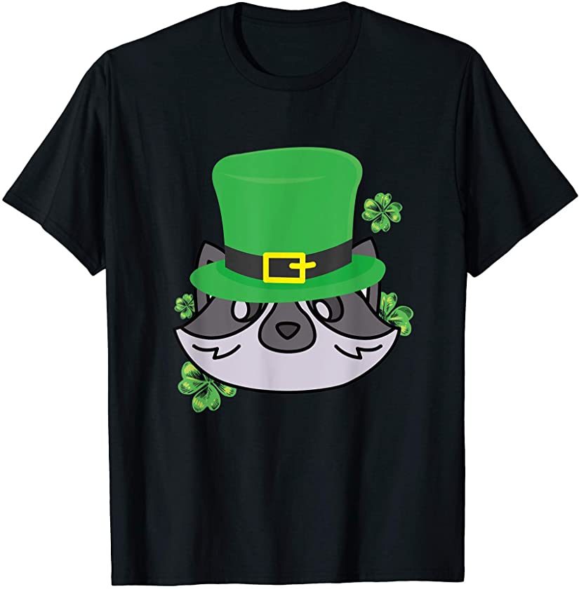 St.Patrick’s Day Raccoon Shamrock Animal T-Shirt