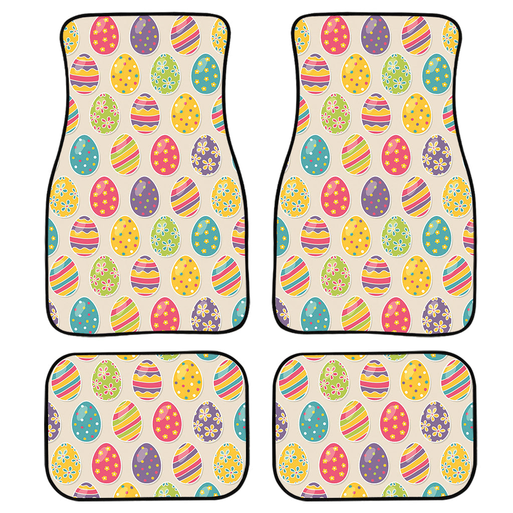 Colorful Cute Easter Eggs Pattern Print Front And Back Car Floor Mats, Front Car Mat