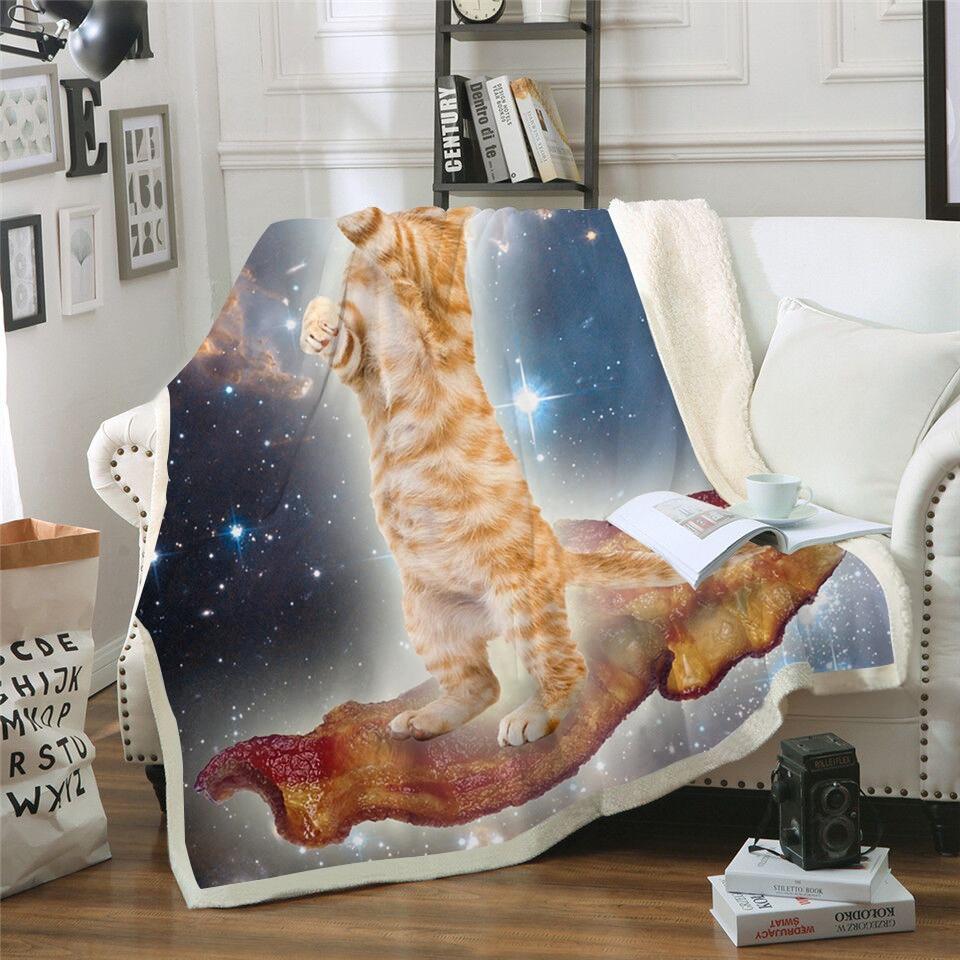 Bacon Cat Galaxy Blanket Quilt