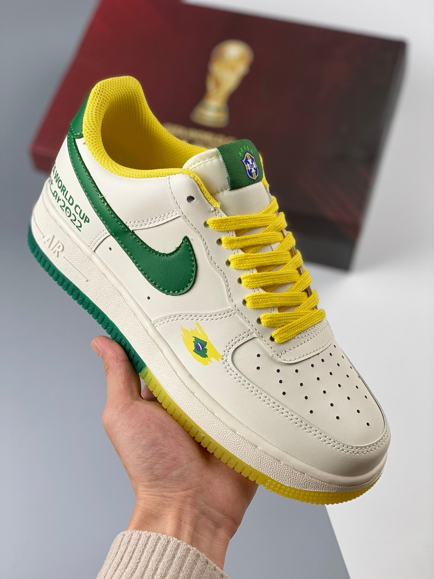 Custom Nike Air Force 1 Low ‘World Cup 2022’ White Green Yellow 5341013