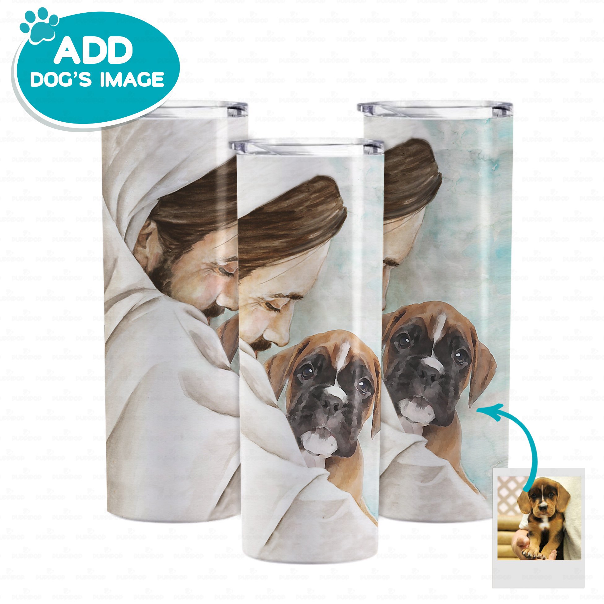 Personalized Dog Gift Idea – Jesus Christ Hugs Puppy For Dog Lover – Tumbler