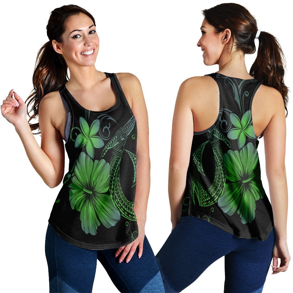 Hawaii Fish Hook Hibiscus Plumeria Polynesian Racerback Tank Green Ha85808