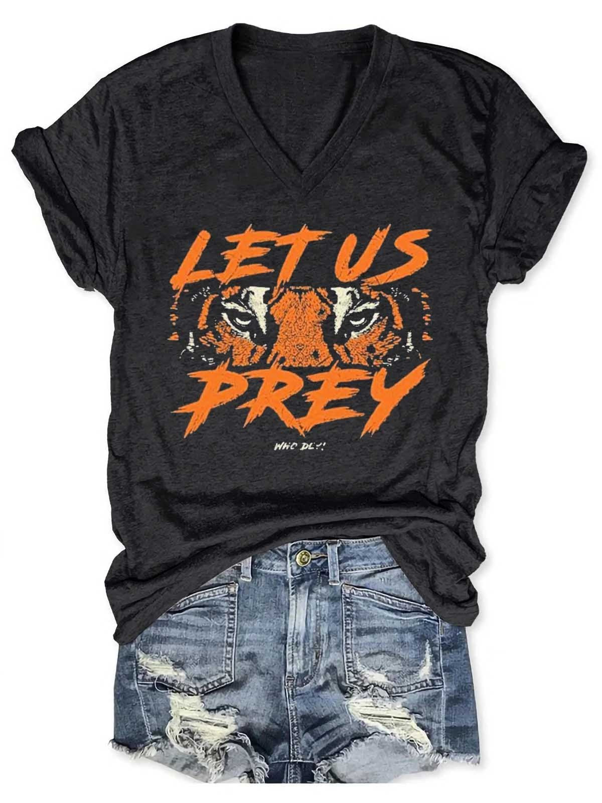 Women’S Let Us Prey Cincinnati Bengals Tiger V-Neck T-Shirt