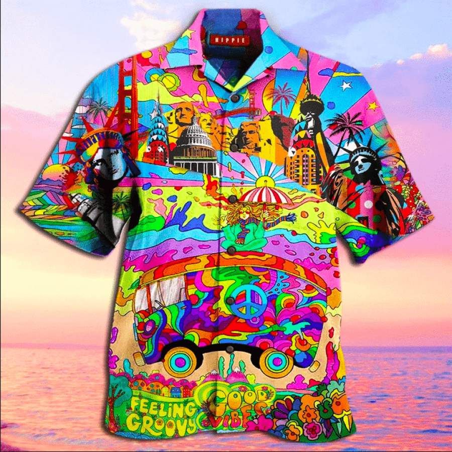 Colorful Hippie Feeling Groovy Hawaii Aloha Shirts Ha7643