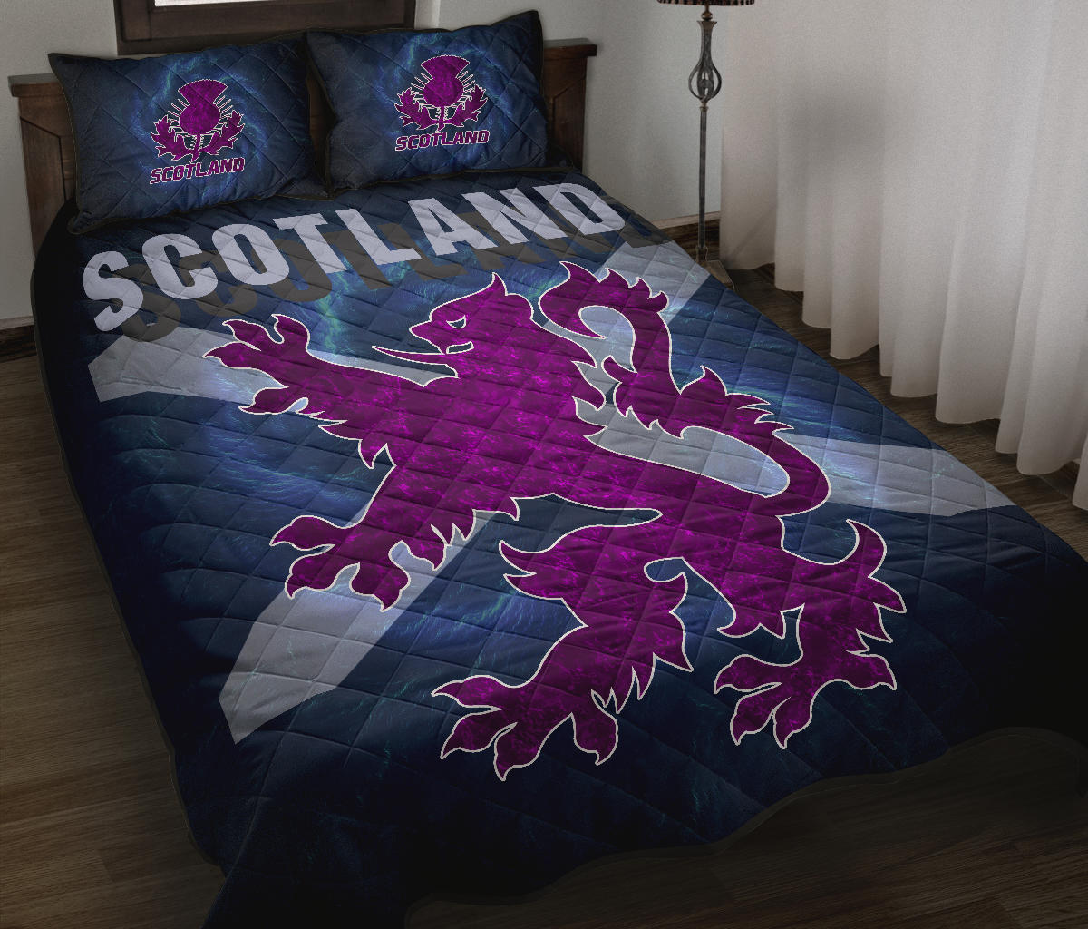 1Stscotland Purple Quilt Bed Set – Scottish Lions New Release A25