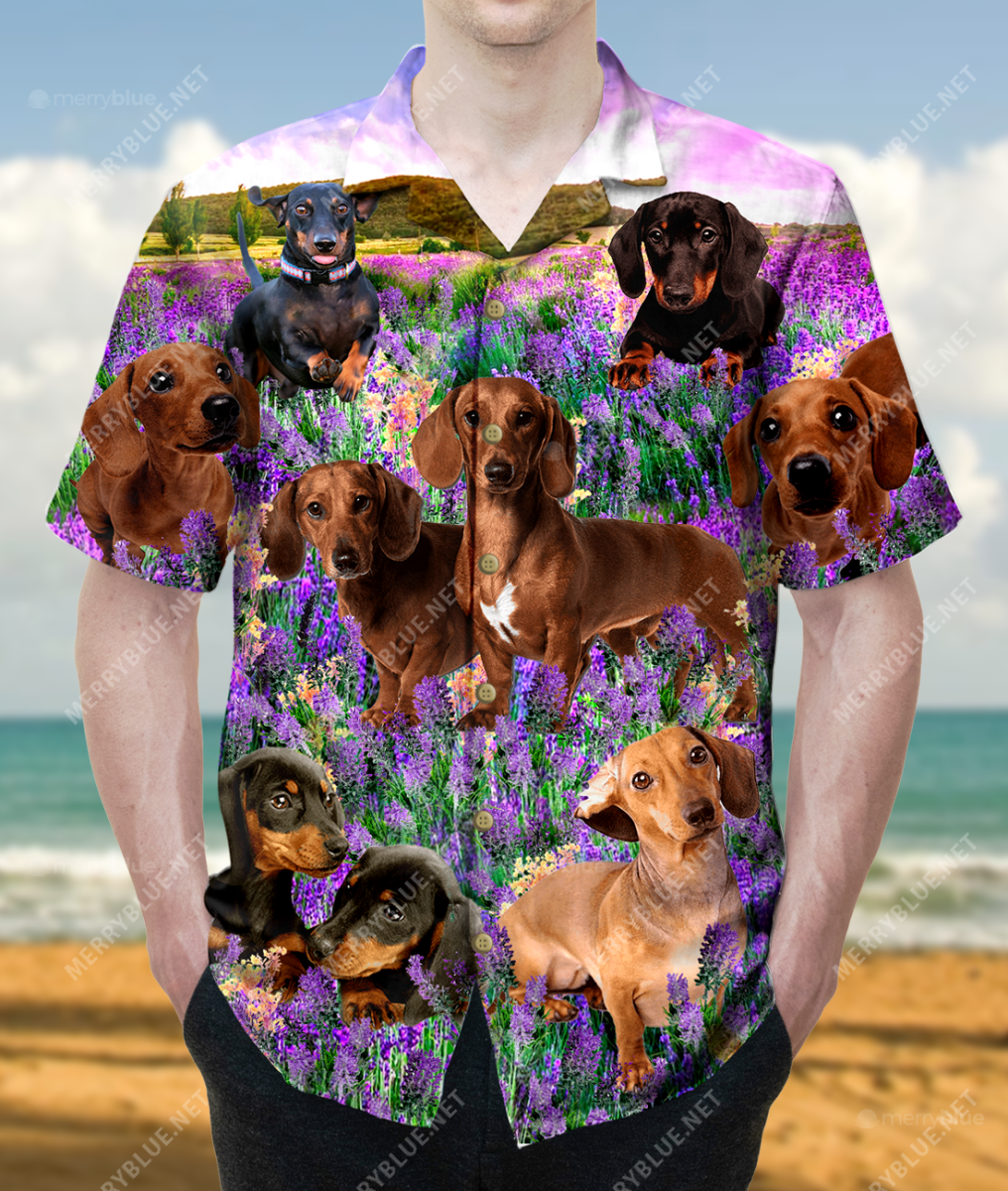 Dachshund In Lavender Unisex Hawaii Shirt Ha7976