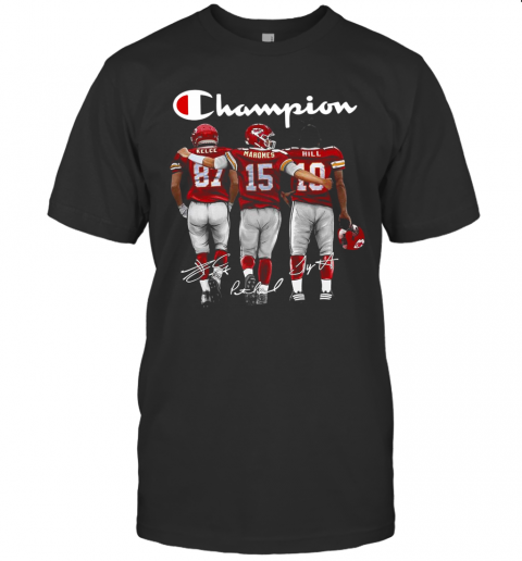 Champion Kansas City Chiefs Kelce 87 Mahomes 15 Hill 10 Signatures T-Shirt