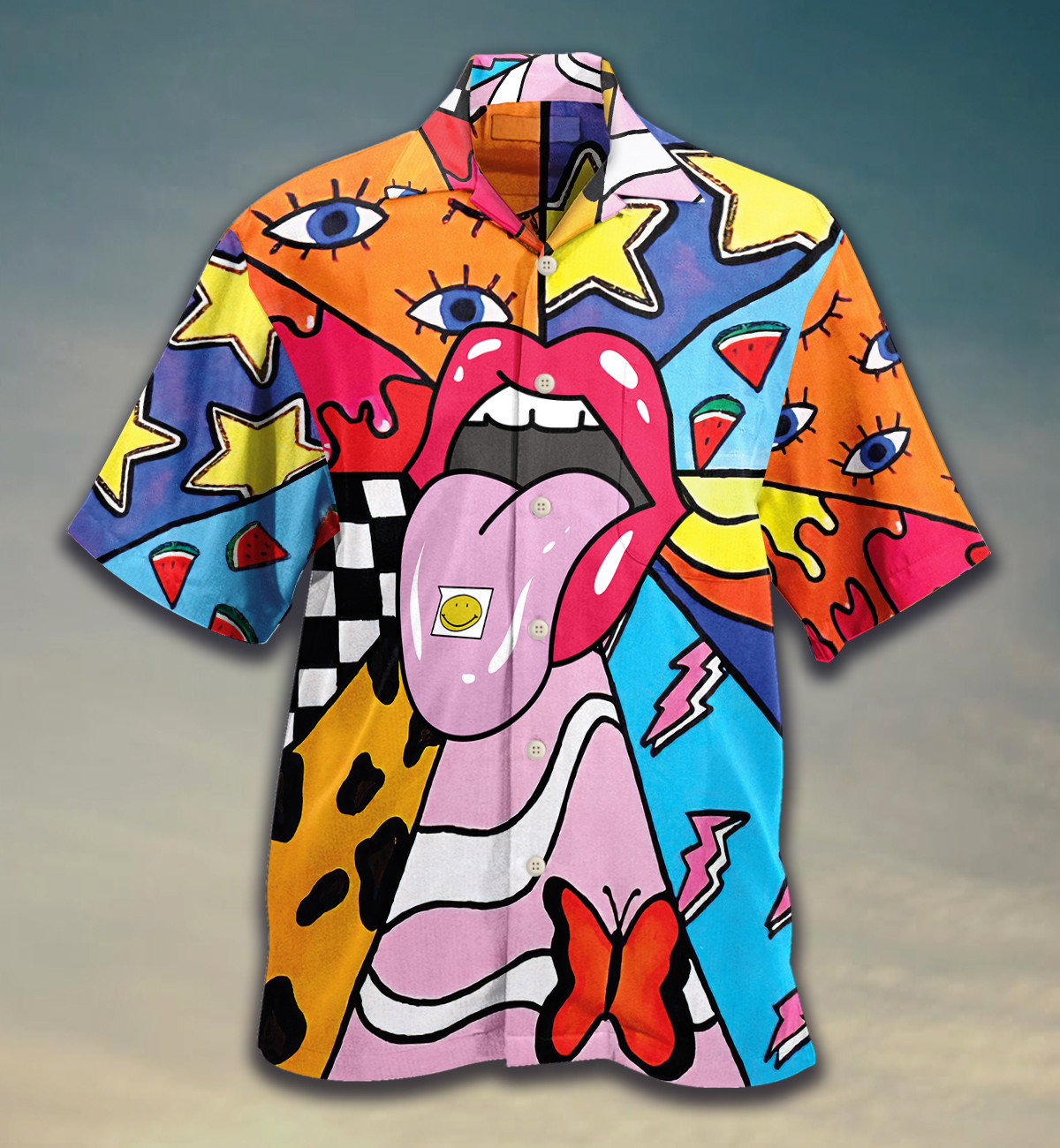 Lsd Lip Take A Trip All Over Printed Hawaii Shirt Size S Ha26140