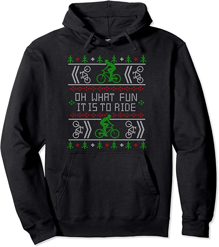 Biking Oh What Fun it is to Ride Bike Ugly Christmas Shirts Pullover Hoodie