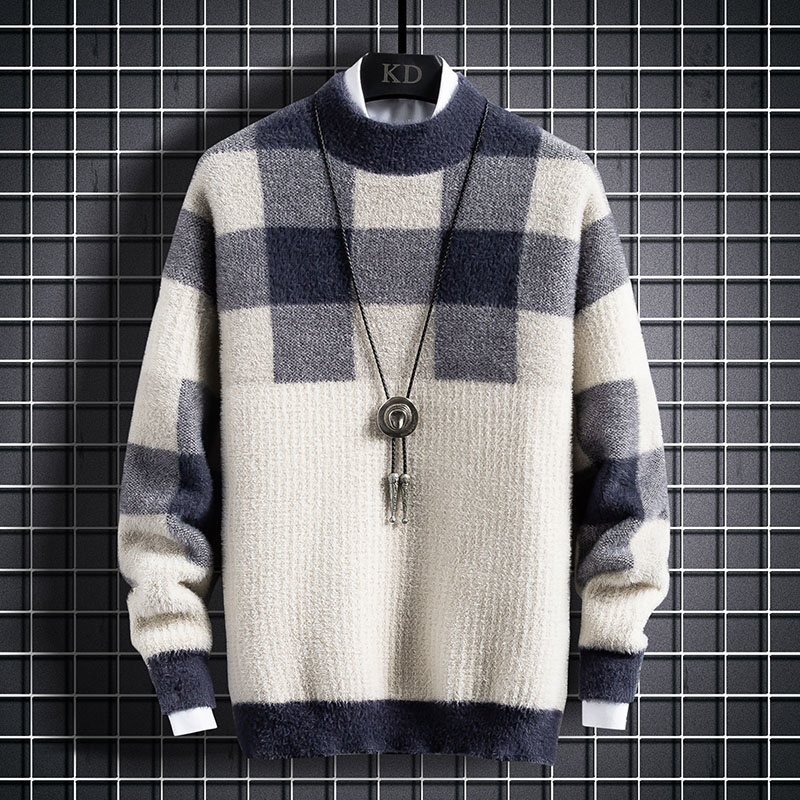 Top Quality Cashmere Plaid Turtleneck Sweater Men Fashion Warm Male Herren Pullover Thick Mens Christmas Sweaters Tops alx