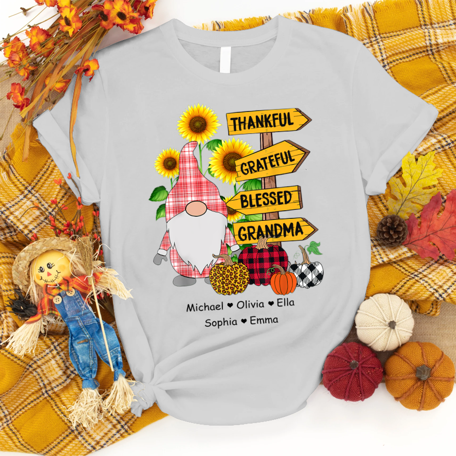 Personalized Thankful Grateful Blessed Grandma Shirt, Auntie Shirt