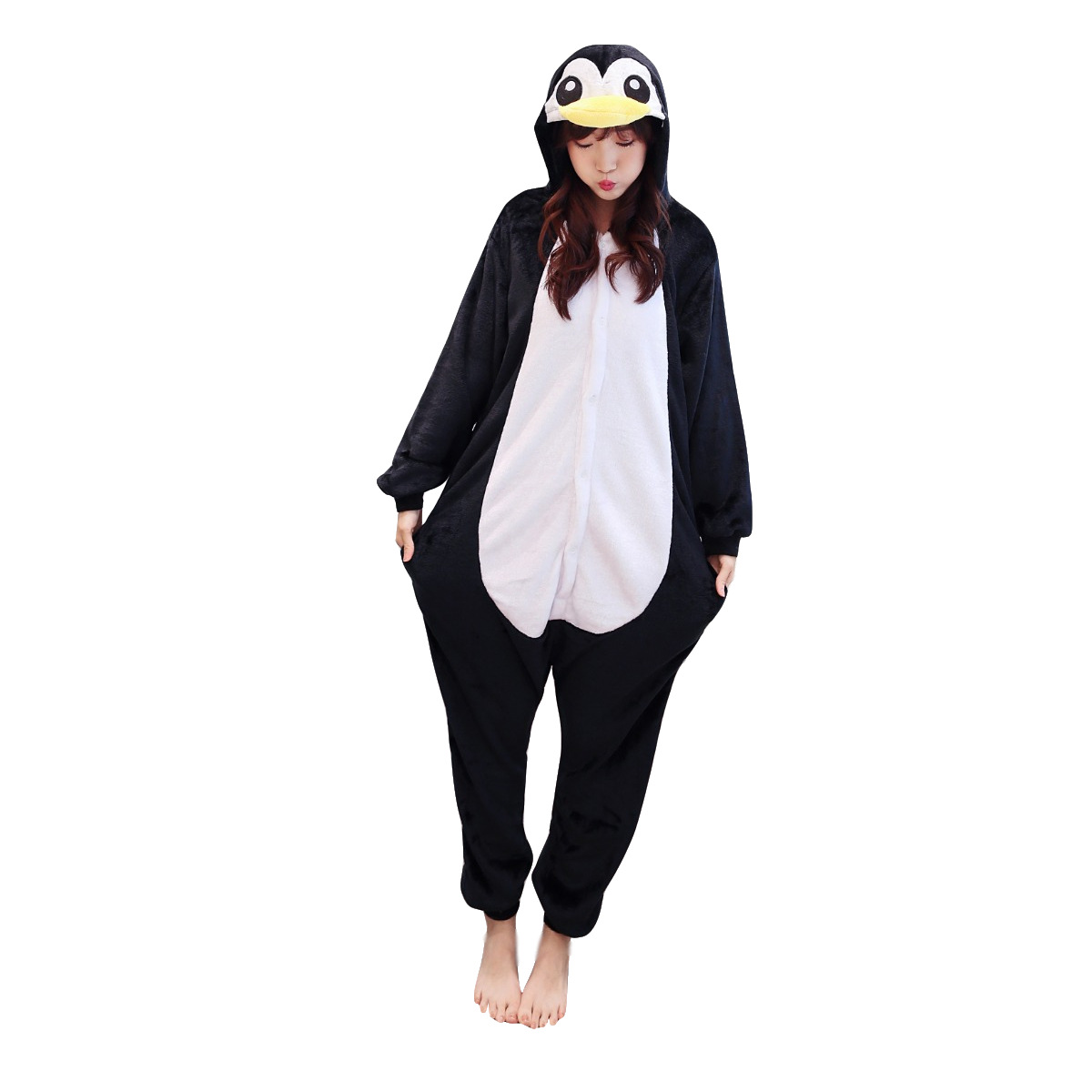 Kigurumi Penguin Pajama Adult Animal Onesie Women Men Couple Anime Winter Pajamas Suit Sleepwear Flannel Pijamas alx