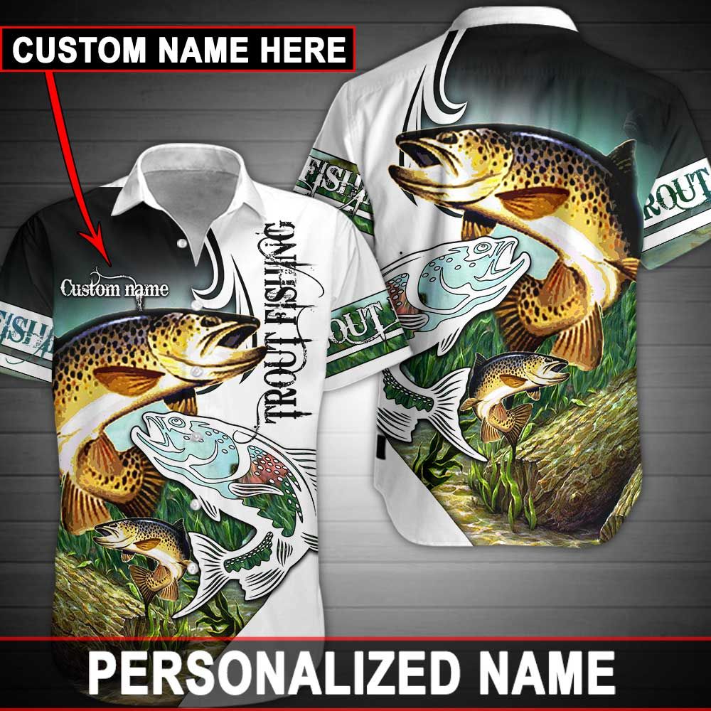 Trout Fishing custom name Aloha Hawaiian Shirts #KV