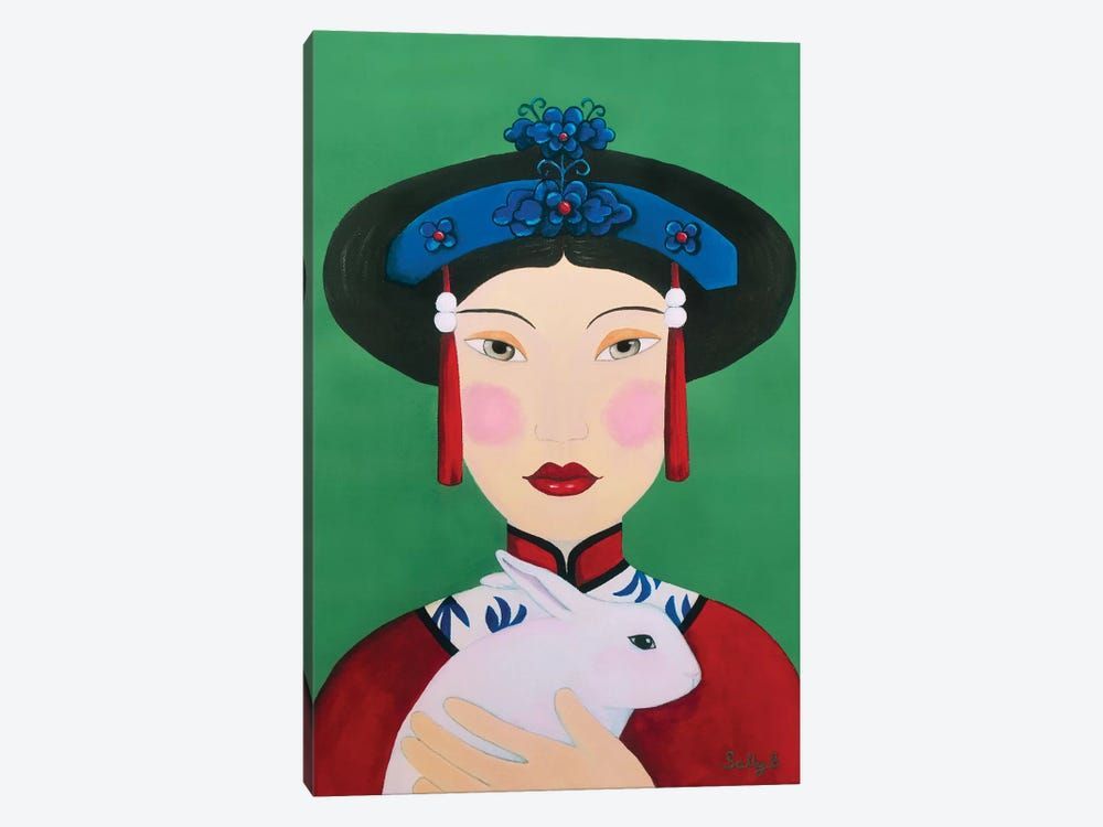 Chinese Woman With Rabbit Canvas Poster 8″x12″ 12×18″ 18″x26″ 24″x36″ 30″x45″