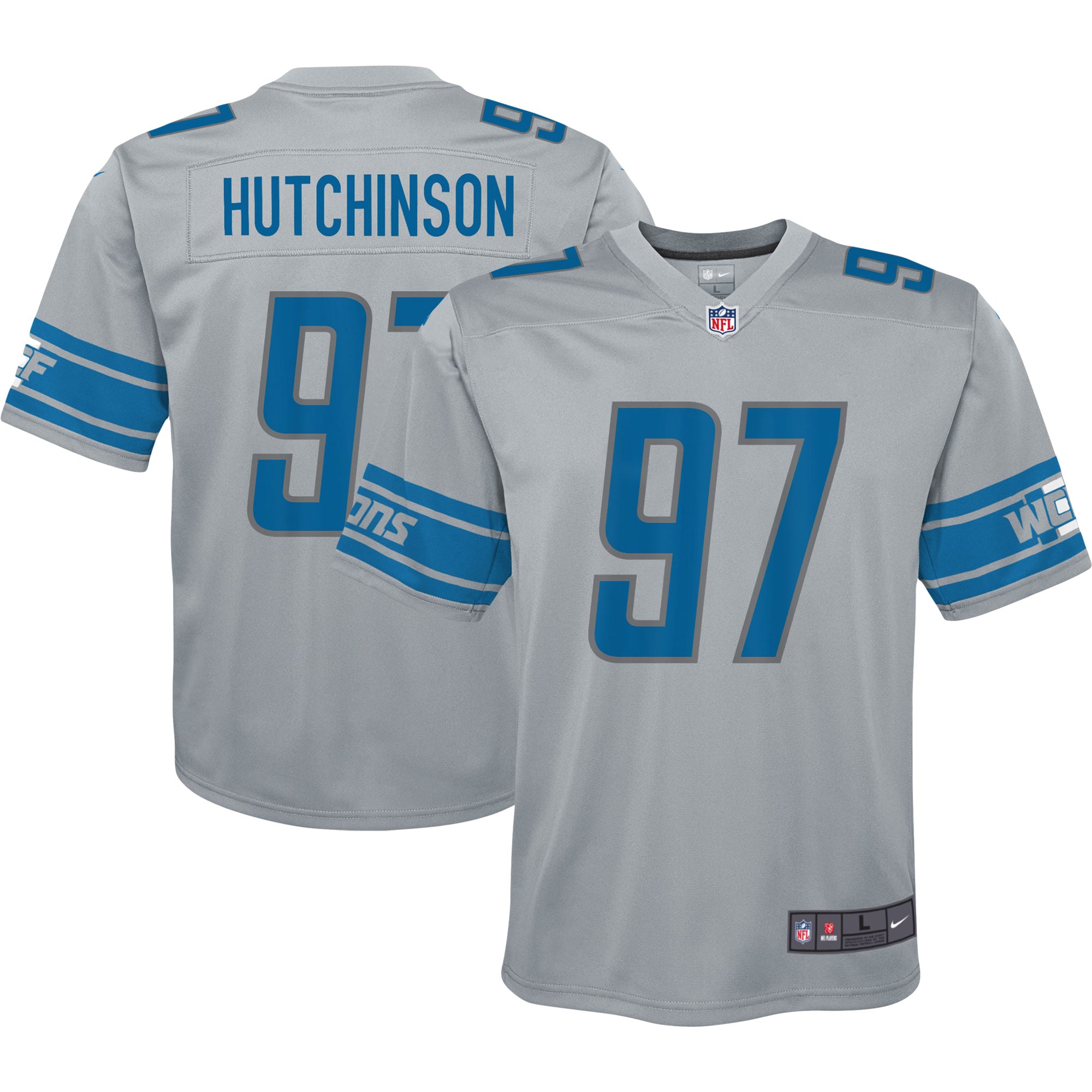 Youth Detroit Lions Aidan Hutchinson Silver Inverted Game Jersey