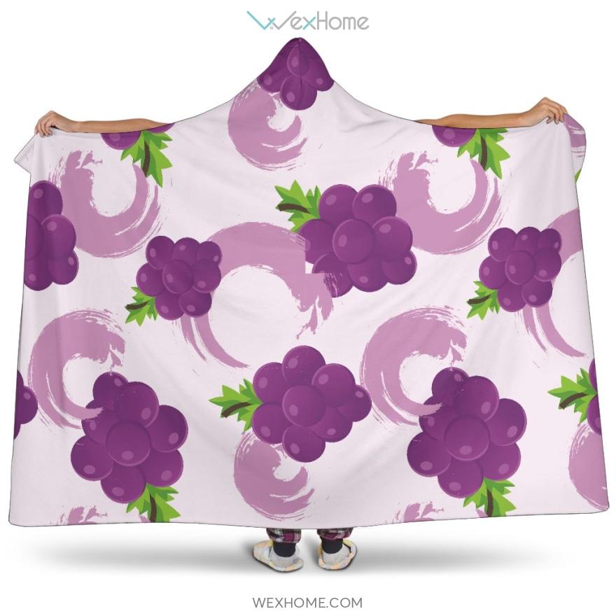 Cute Grape Pattern Hooded Blanket