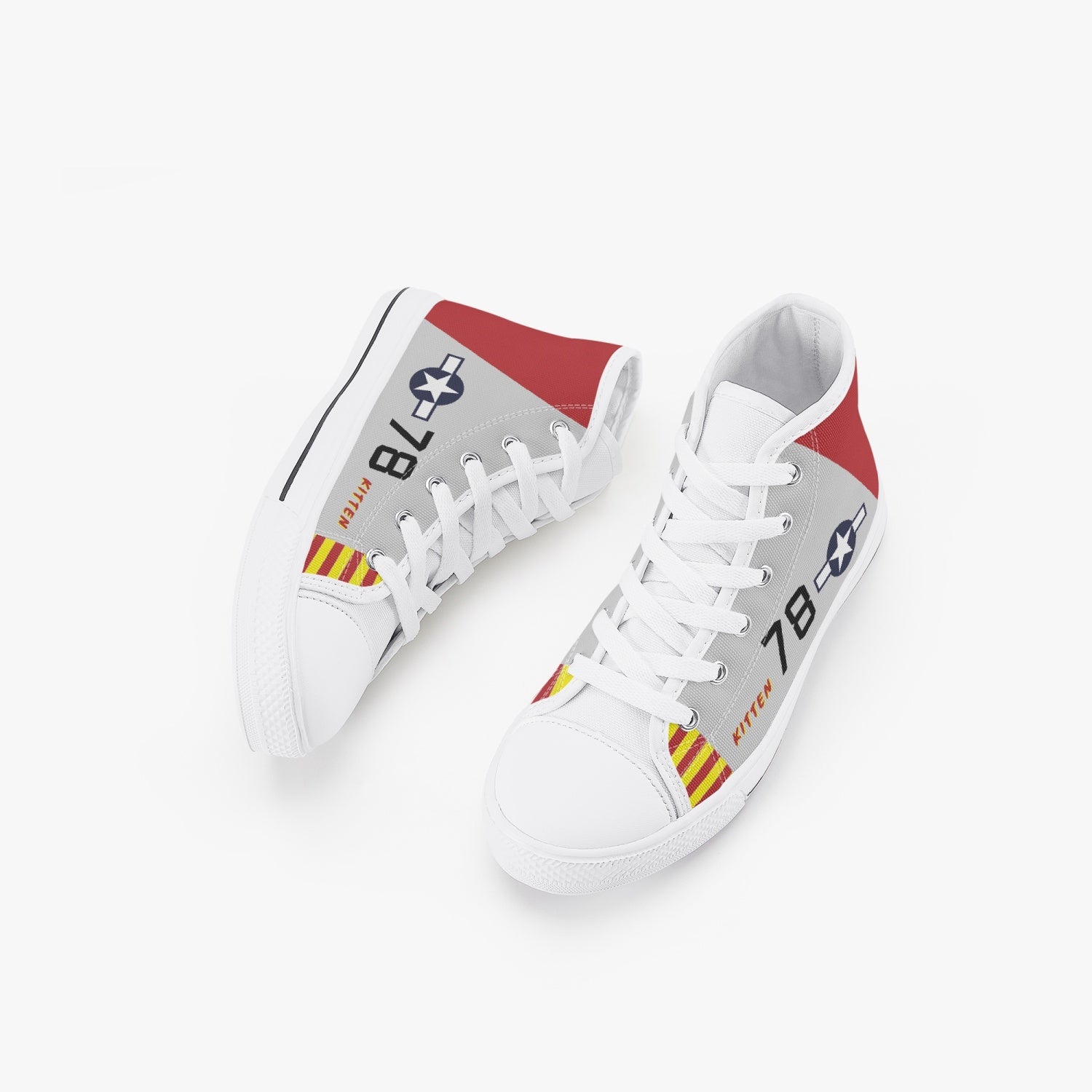 P-51 “Kitten” Kid’S High Top Canvas Shoes – White