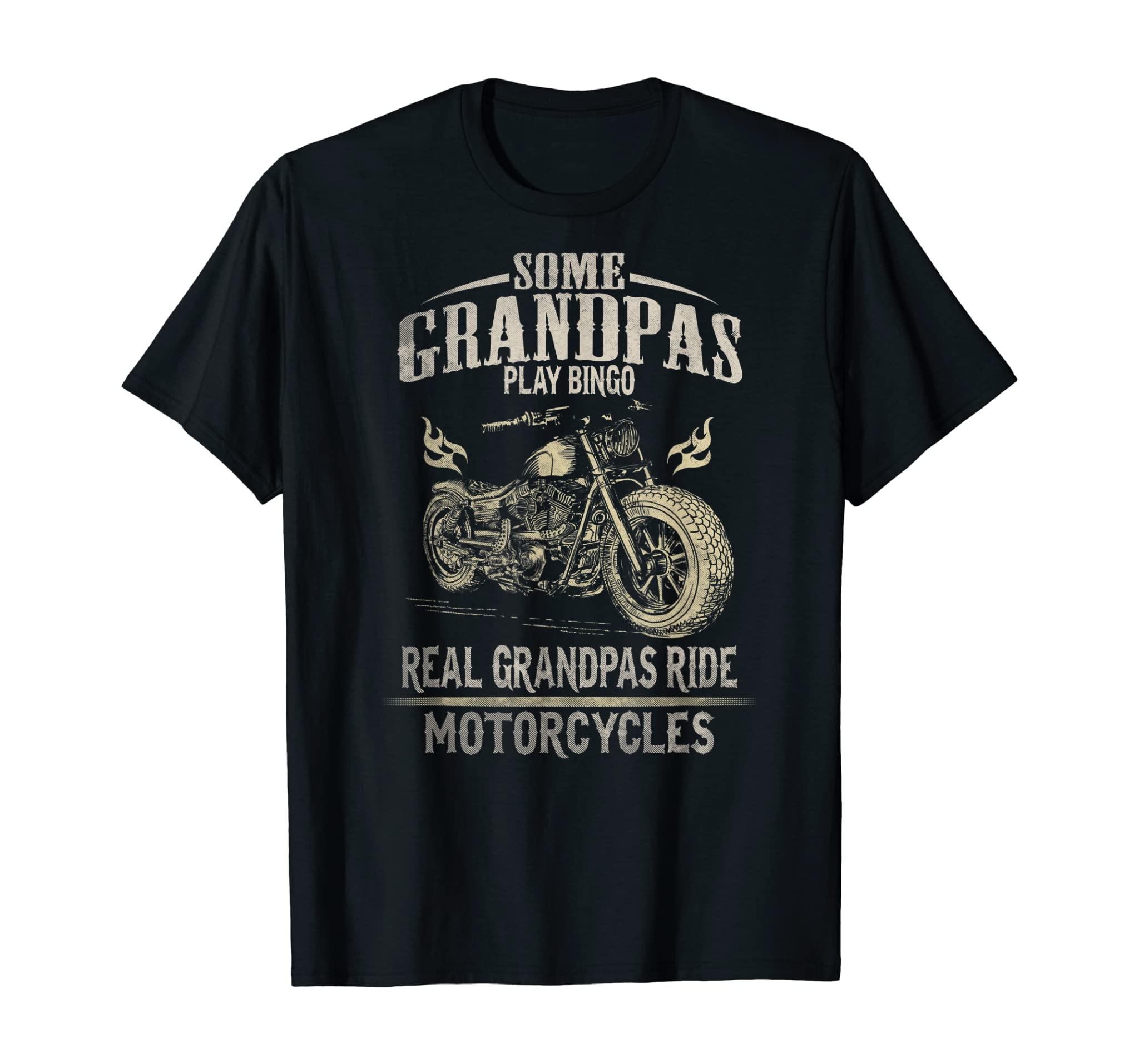 Mens Real Grandpas Ride Motorcycle Tee Biker Grandpa T-Shirt