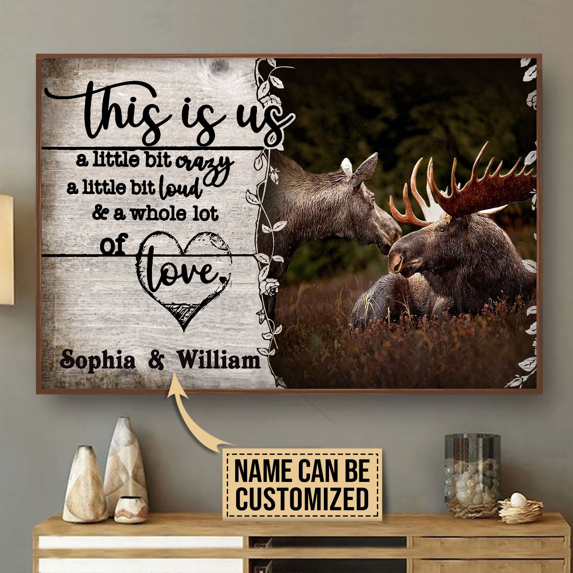 Aeticon Gifts Personalized Moose Color A Little Bit Canvas Mom Dad Gift Home Decor