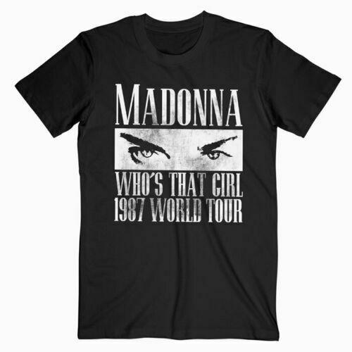 Vintage Madonna Who’s That Girl Tour 1987 Black Men All Size T-Shirt