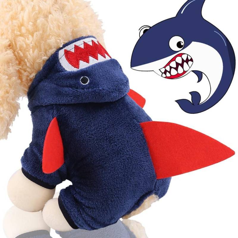 Dog Clothes Shark Yorkshire Terrier Clothes Puppy Pug Outfit Petstyle Dog Clothes Hoodie Pajamas Fleece Jumpsuit Autumn Winter