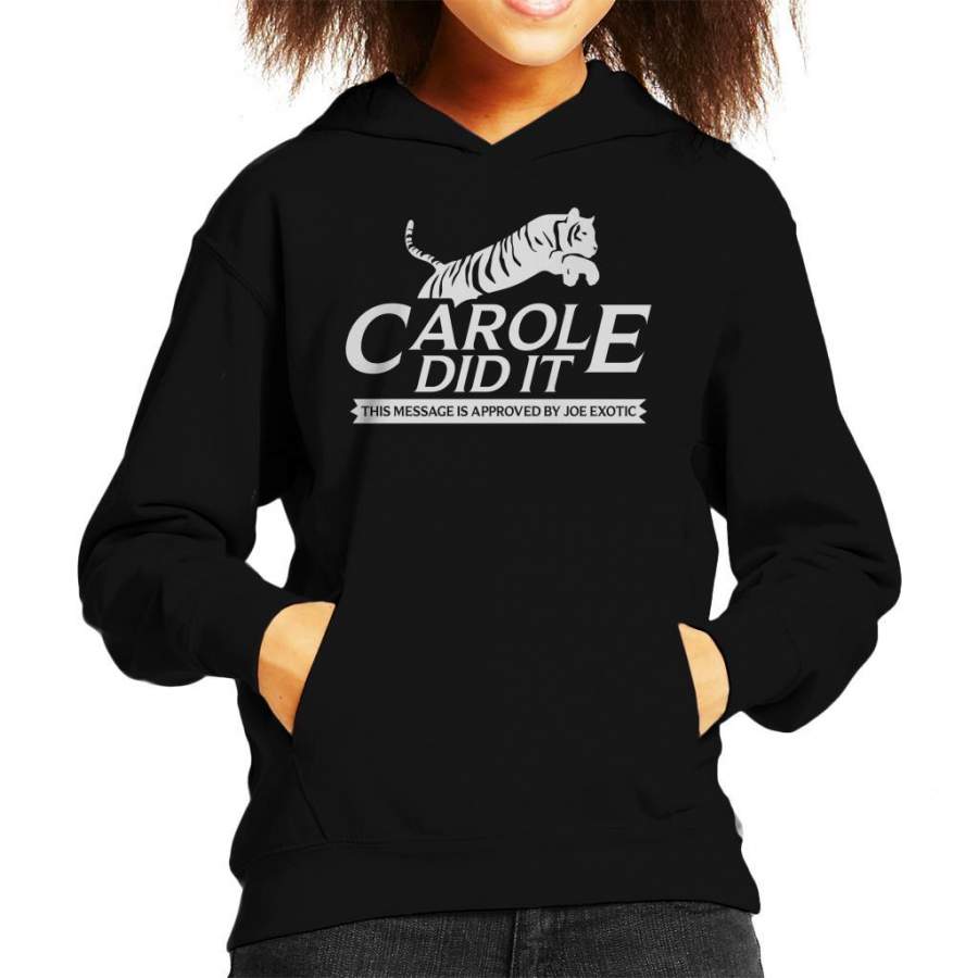 Tiger King Carole Did It Rescue Logo Joe Exotic Kid’s Hooded Sweatshirt