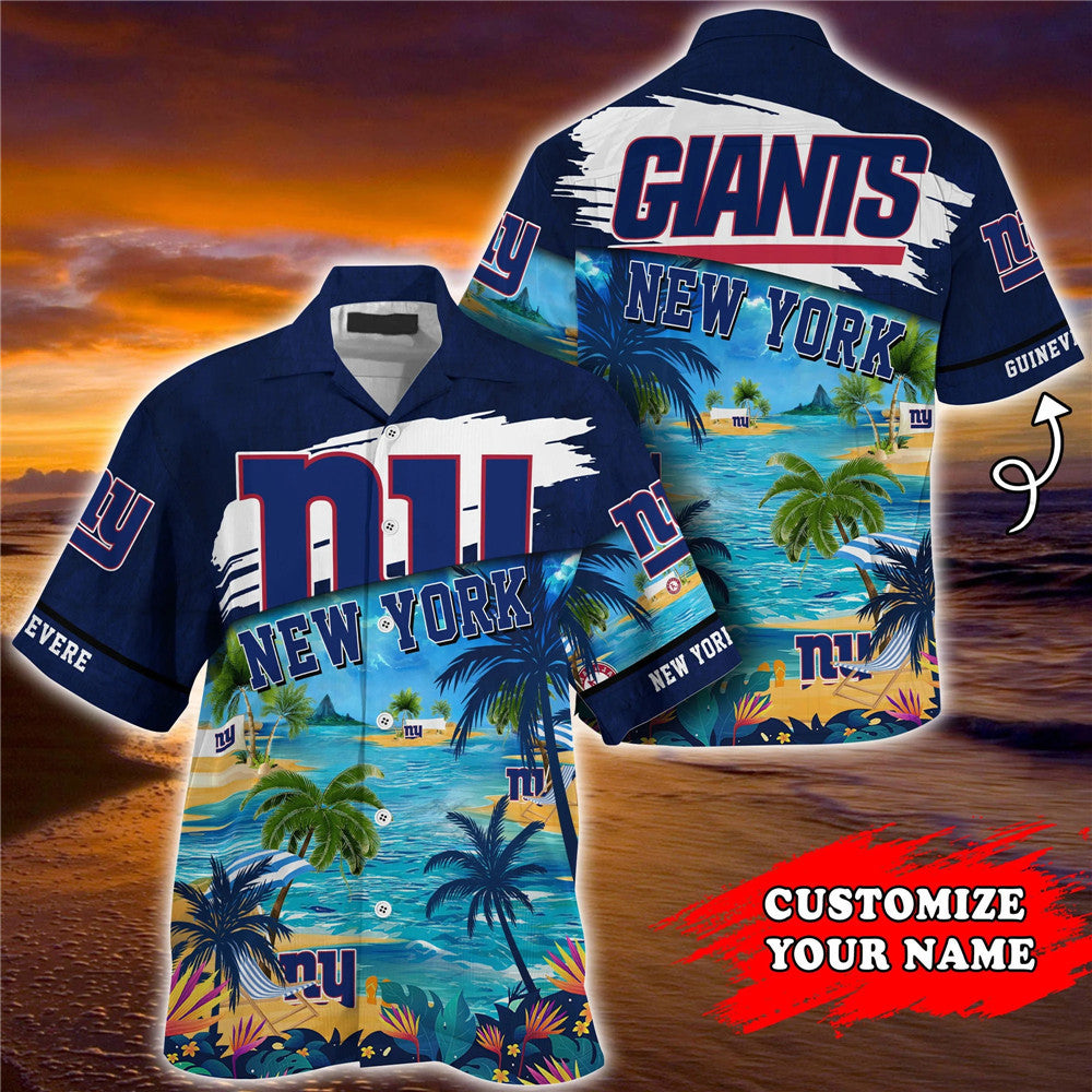 Men’S New York Giants Hawaiian Shirt Paradise Floral