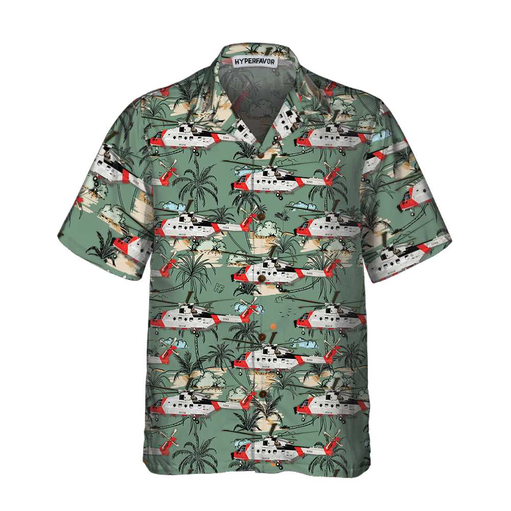 Rescue Helicopter Seamless Pattern Hawaii Tropical Shirt For Men Ha34811