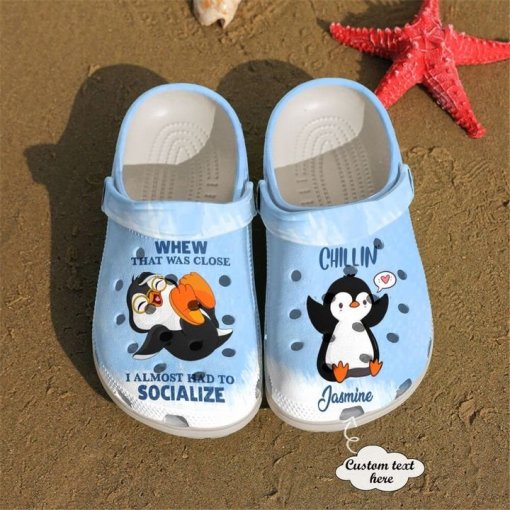 Penguin Chillin Sku 1786 Custom Sneakers Personalized Name Crocs Clogs Shoes