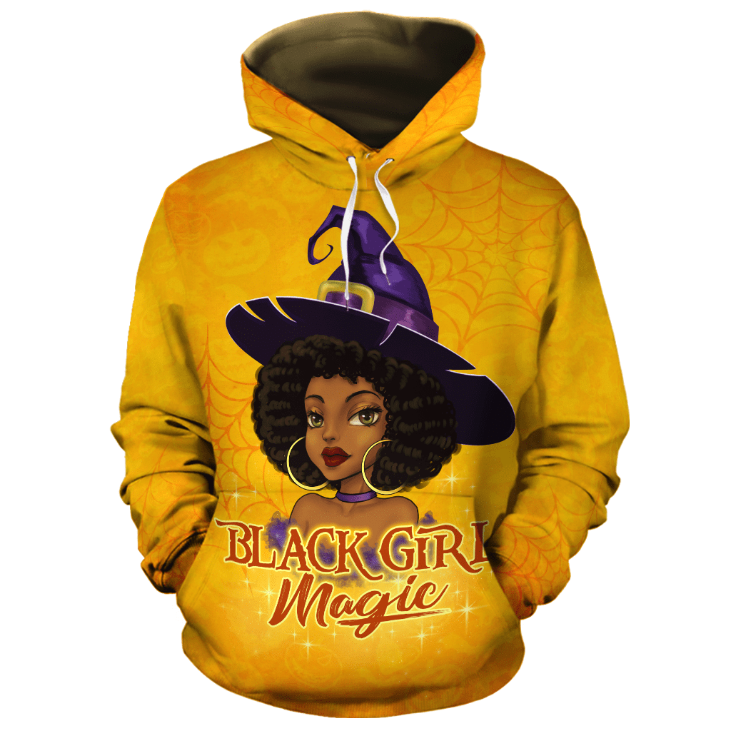 Spiderweb Black Girl Magic Halloween Yellow 3D All-Over Print Unisex Hoodie