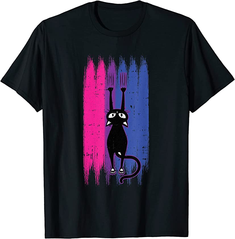 Cat Scratching Bisexual Pride Cute Kitten Kitty LGBT-Q Ally T-Shirt