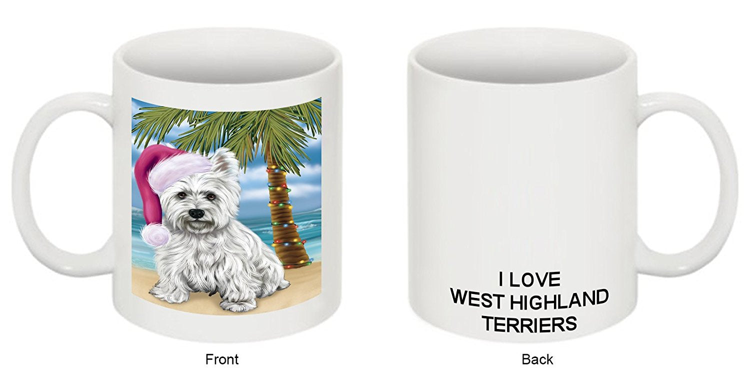 Summertime West Highland White Terrier Puppy On Beach Christmas Mug Cmg0840