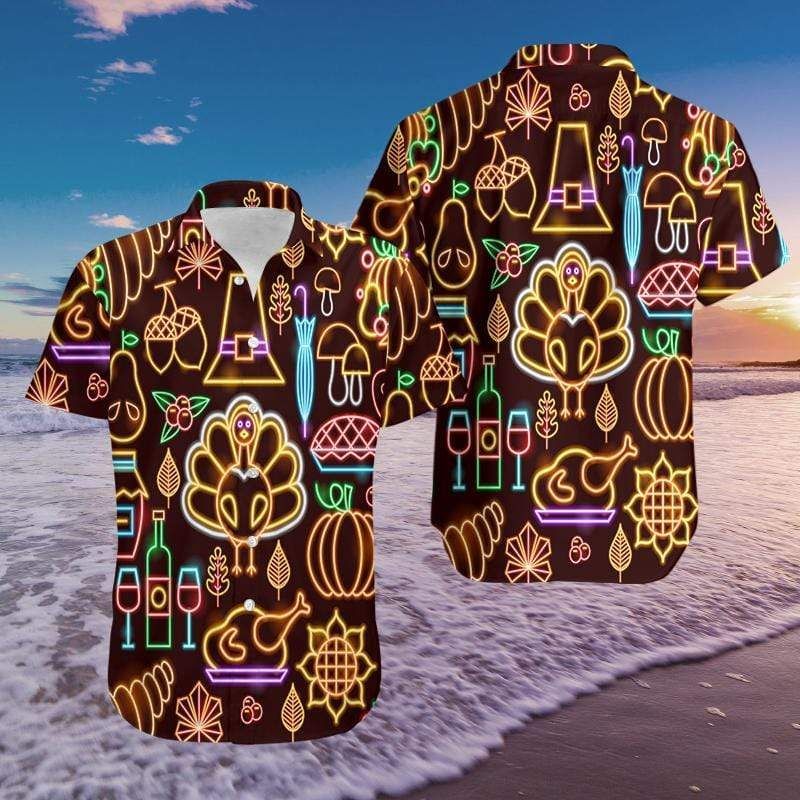 Shop From 1000 Unique Hawaii Aloha Shirts Neon Light Turkeys Thanksgiving Ha77510