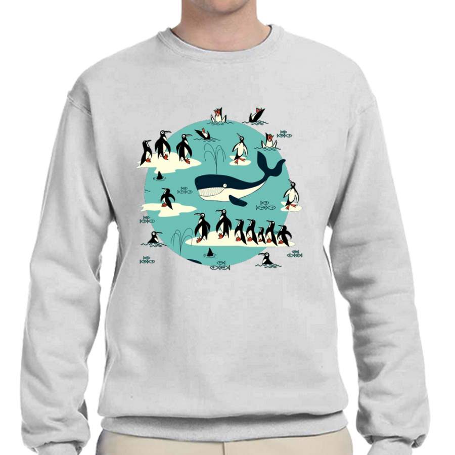 Whales, Penguins and other friends Crew Neck Sweatshirt