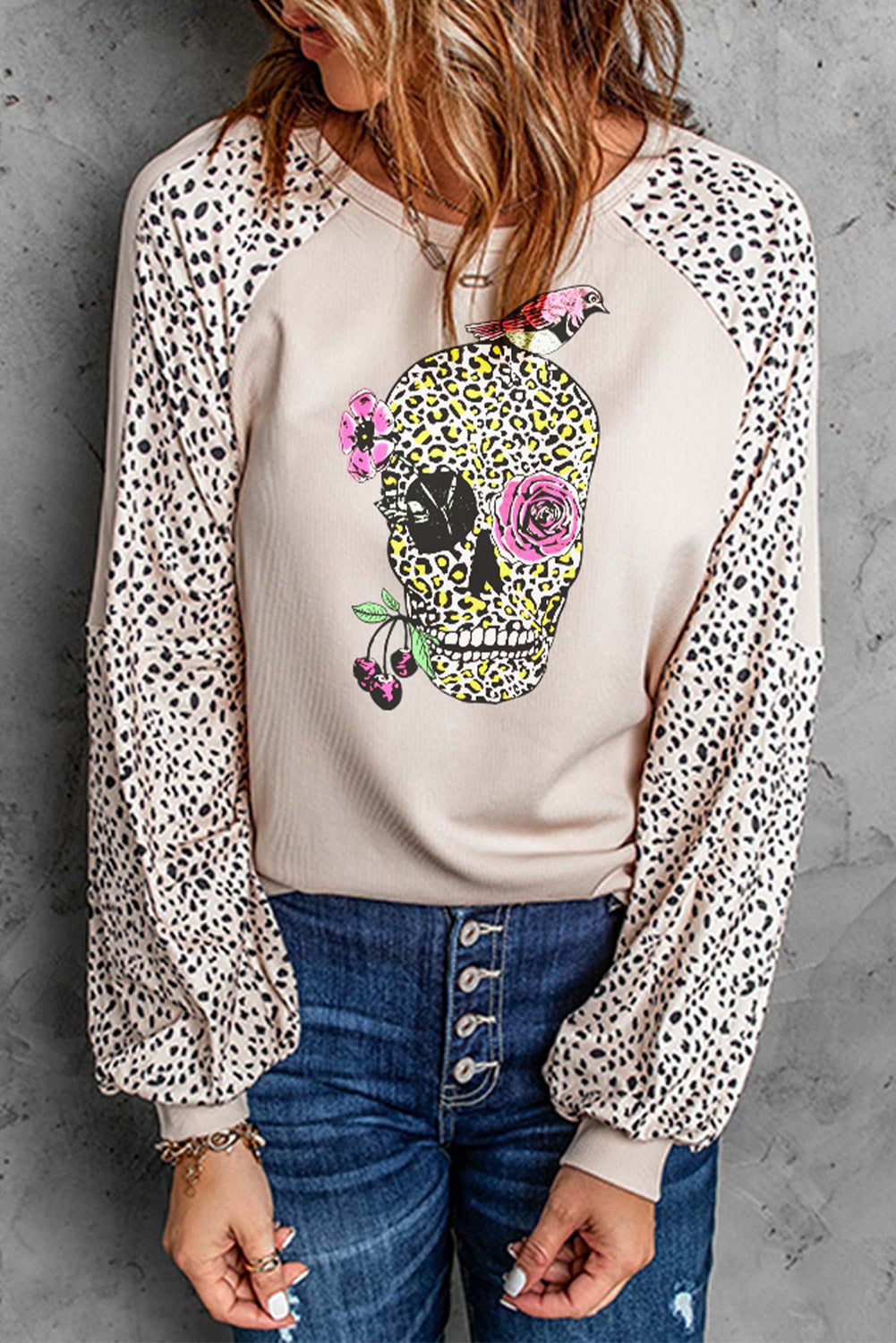 Skull Leopard Long Sleeve T-Shirt