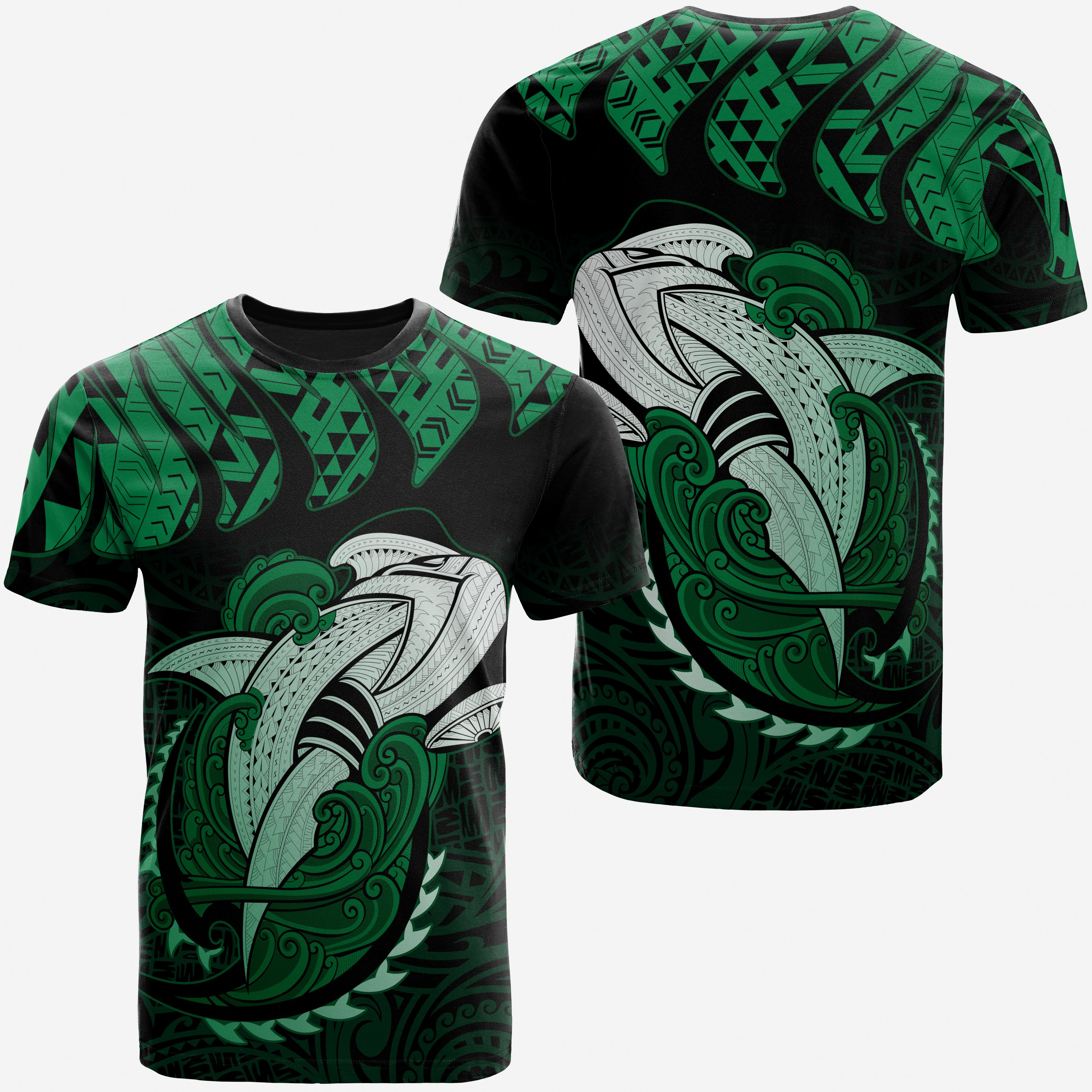 Hawaiian Polynesian Aumakua Hammerhead Shark Cloud Style Green Ah Ha1284