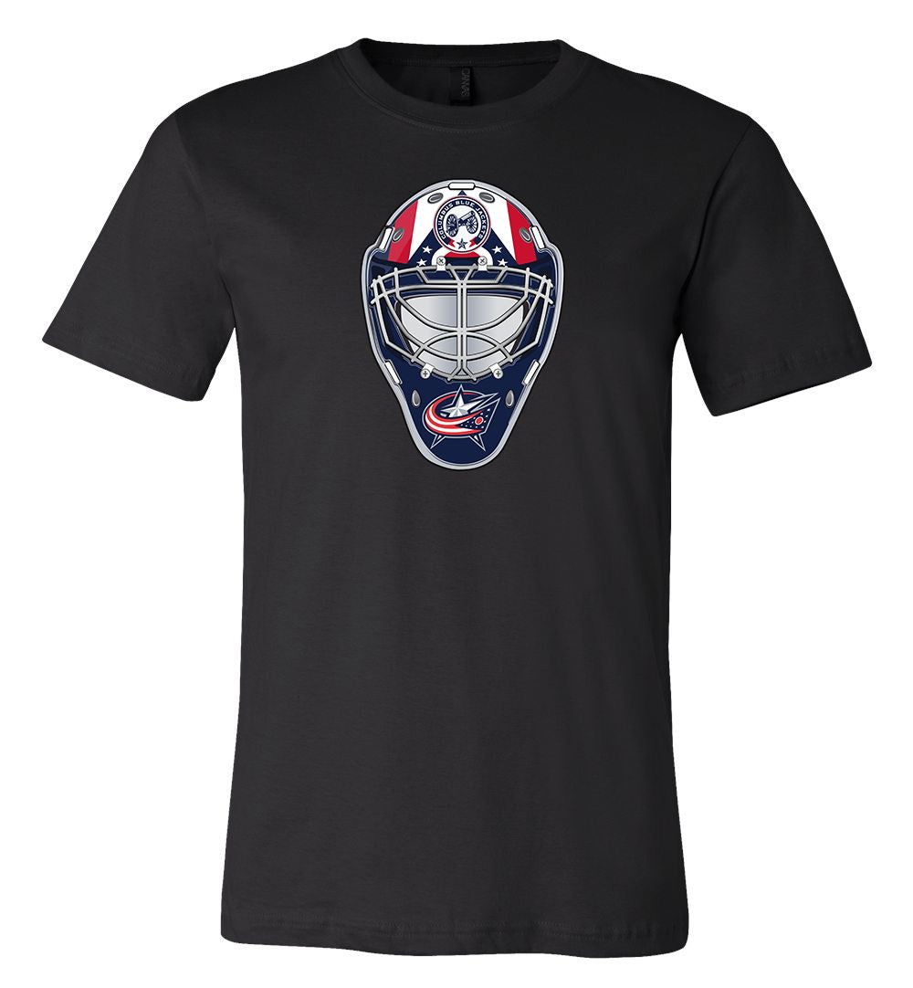 Columbus Blue Jackets Goalie Mask Front Logo Team Shirt Jersey Shirt