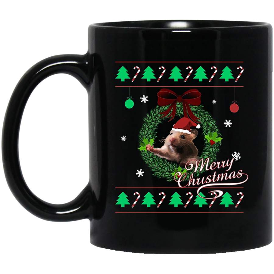 Ugly Christmas Sweater Hamster Mug 11 oz 15 oz Black Mug