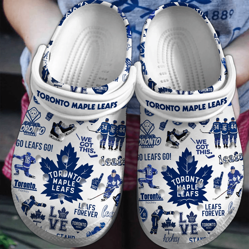 Toronto Maple Leafs Ice hockey team NHL Sport Crocs Clogs Crocband Shoes Comfortable For Men Women and Kids