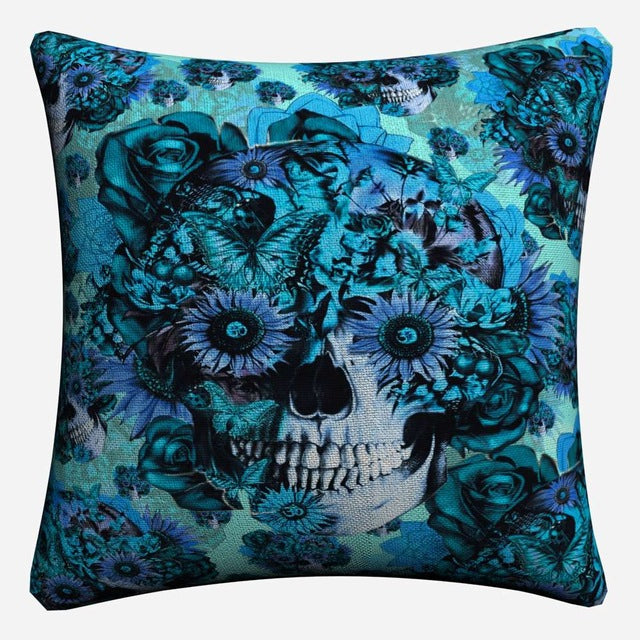Sugar Skull Psychedelic Mandala Art Decorative Cotton Linen Cushion Cover 45X45Cm For Sofa Chair Pillow Case Home Decor Almofada