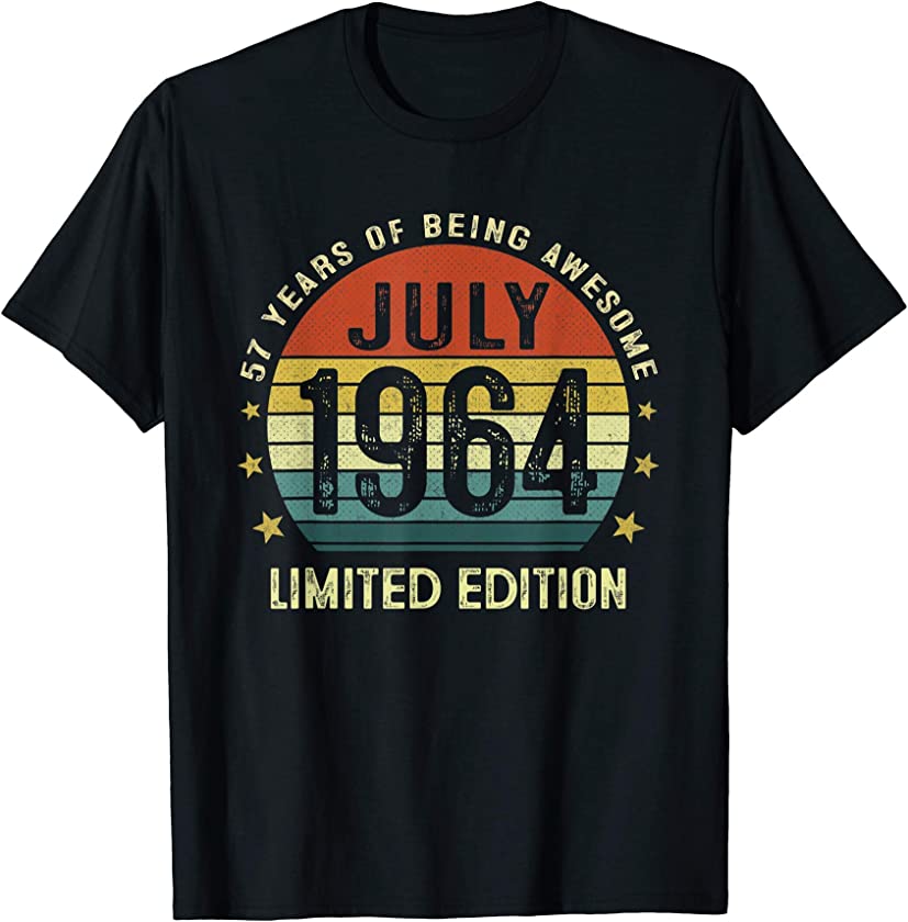 57 Year Old Vintage July 1964 Limited Edition 57th Birthday T-Shirt