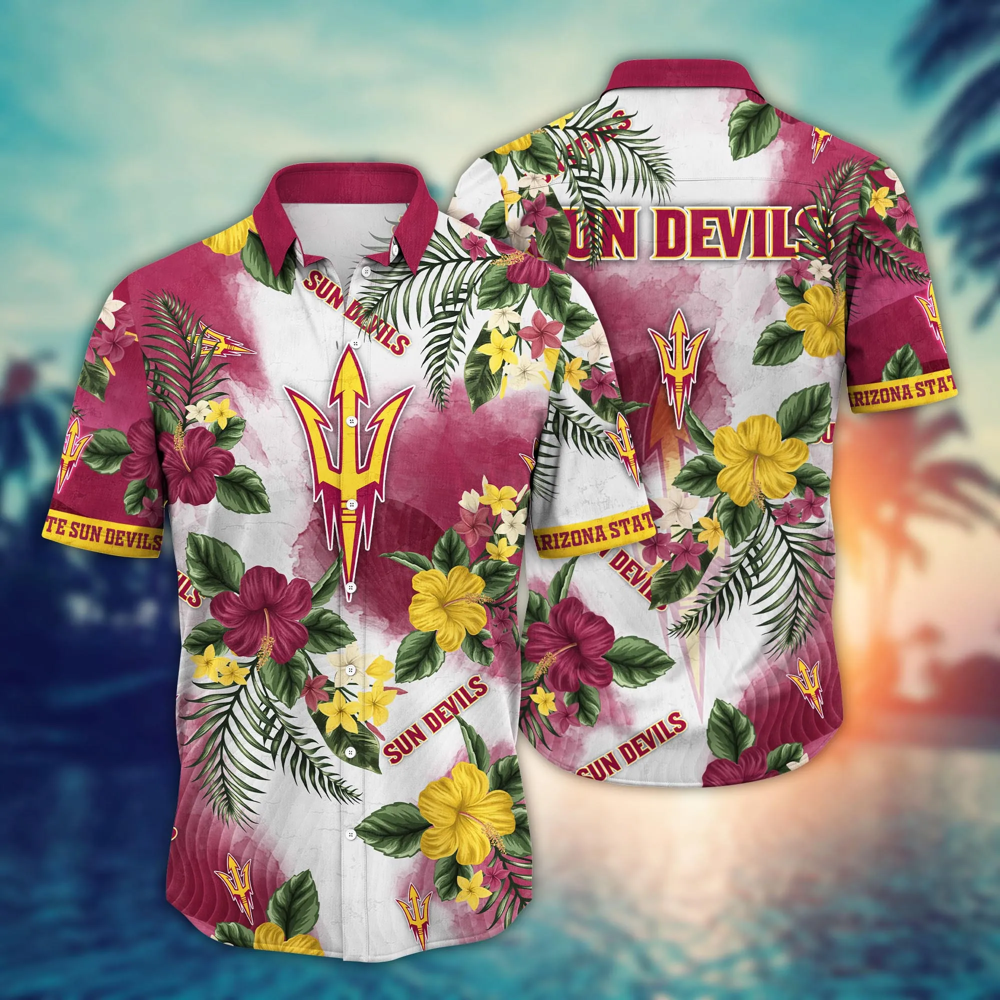 Arizona State Sun Devils NCCA Hawaiian Shirt Straw Hatstime Aloha Shirt